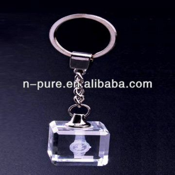 Watch laser engraved crystal glass keychain