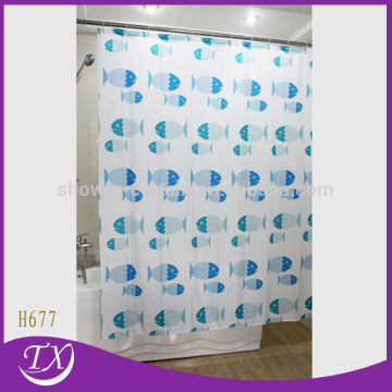 blue fish shower curtain design