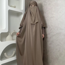 One Piece Satin Jilbab Niqab Attached - Modest Muslim Dress