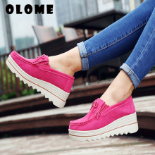 2020 Spring Women Flats Shoes Platform Sneakers Slip On Flats Leather Suede Ladies Loafers Casual Shoes Women loafers shoes