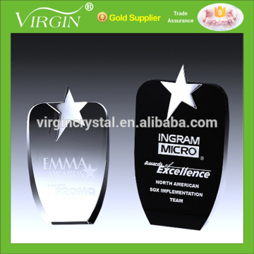 Pure Black K9 Crystal Corporate Awards With Clear Crystal Star For Customized Awards