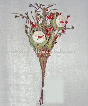 Artificial pick with snowman face