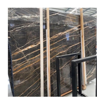 Sally Roland Marble Black Slabs with Gold Veins