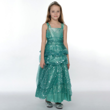 Hotsale Green Star and Sparkle Ball Gown High Quality Kid Garment Long Flower Girl Dress