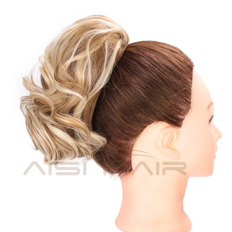 Aisi Hair Drawstring Ponytail Wrap Hairpieces Short Curly Clip In Ponytail Hair Extension Synthetic Hairpiece for Women
