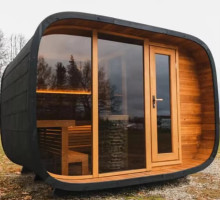 Segmented Outdoor Deluxe Cube Sauna with Shower for 4 - Sauna Factory