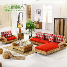 Modern Rattan Seagrass Woven Living Room Sofa Set