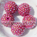 Encantos al por mayor Rose AB Resina Rhinestones Spacer Beads 18 * 20MM