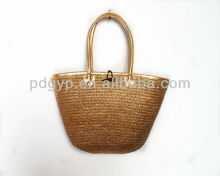 Golden Wheat Straw Woven Handbag