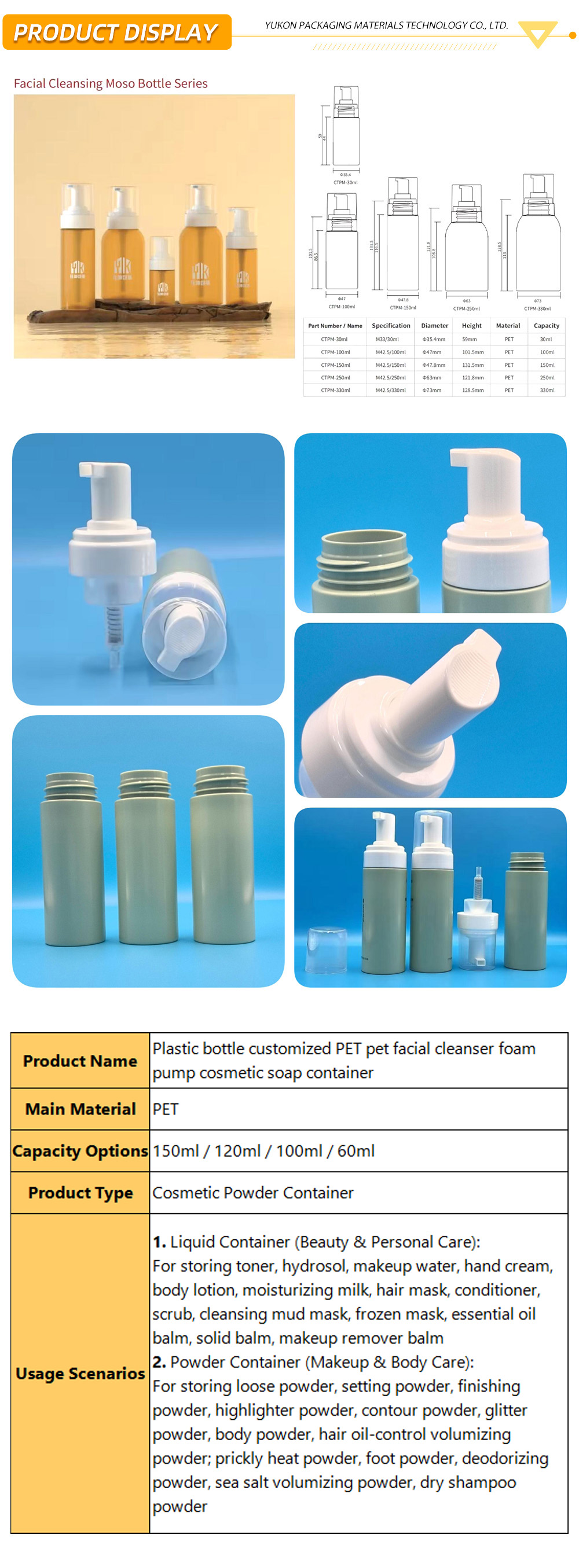 Botella de plástico con bomba de espuma 1-3-X Foam pump plastic bottle 1-3-X