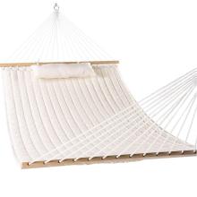 BODI Outdoor Quilted Fabric Hammock with Pillow and Spreader Bars