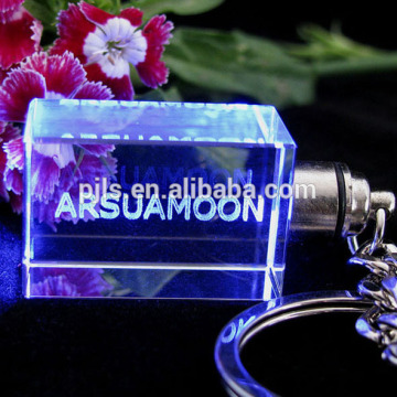 led 3d laser engrave 15x20x30mm rectangle crystal key ring