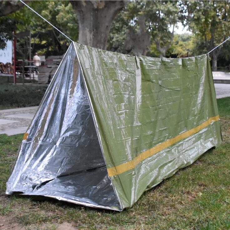 Camping Emergency Green Waterproof Lightweight Tube Tent Outdoor Survival Portable Mylar Thermal Shelter for Travel Hiking