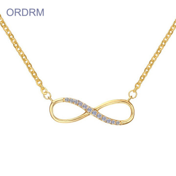 Stainless Steel 14k Gold Infinity Diamond Necklace