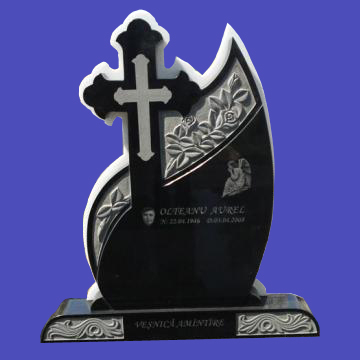 absolute black grantie cross tombstone