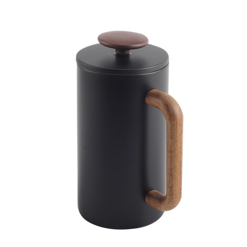 Black painting coffee french press with wood handle