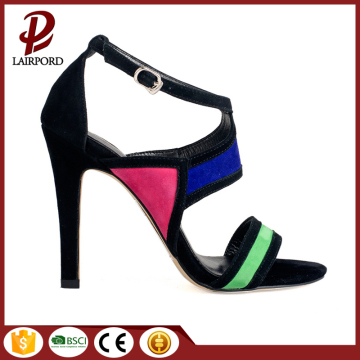 Daily leisure colourful suede thin heel sandals