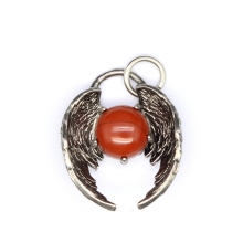 Red Jasper10MM Balls Silver Alloy Angle Wing Pendant for DIY Making Jewelry