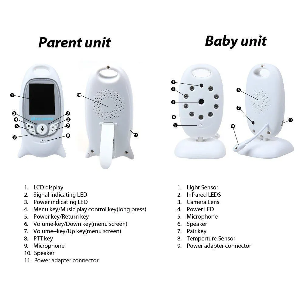 New Vb601 2.4G Wireless Baby Video Monitor Two-Way Talk Security