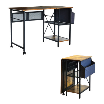 Folding Computer Desk with Shelf Storage