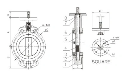 Resilient Seat Non Back up Replaceable Design Butterfly Valve with Lever Gear Operation