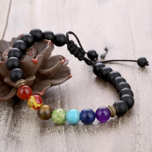 Men's and women's 8mm lava 7 Chakra essential oil diffuser Bracelet braided rope natural stone Yoga bead bracelet bracelet