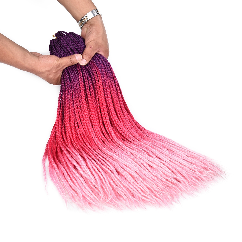 Ombre Color 3D Cubic Split Twist Synthetic Heat Resistant Fiber Extensions Box Braid Crochet Hair