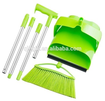 design windproof wholesale long handle broom and dustpan set, folding broom and dustpan set, plastic dustpan