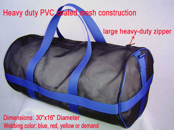 Heavy duty PVC backpack nylon drawstring bag diving mesh bag