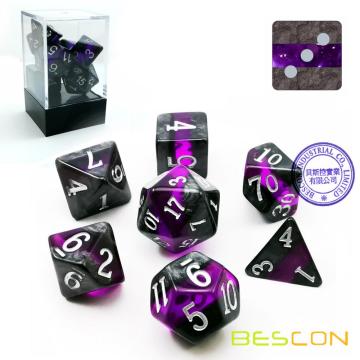 Bescon Mineral Rocks GEM VINES Polyèdre D&amp;D Dice Set de 7, RPG Jeu de rôle Dice 7pcs Set d&#39;AMETHYST