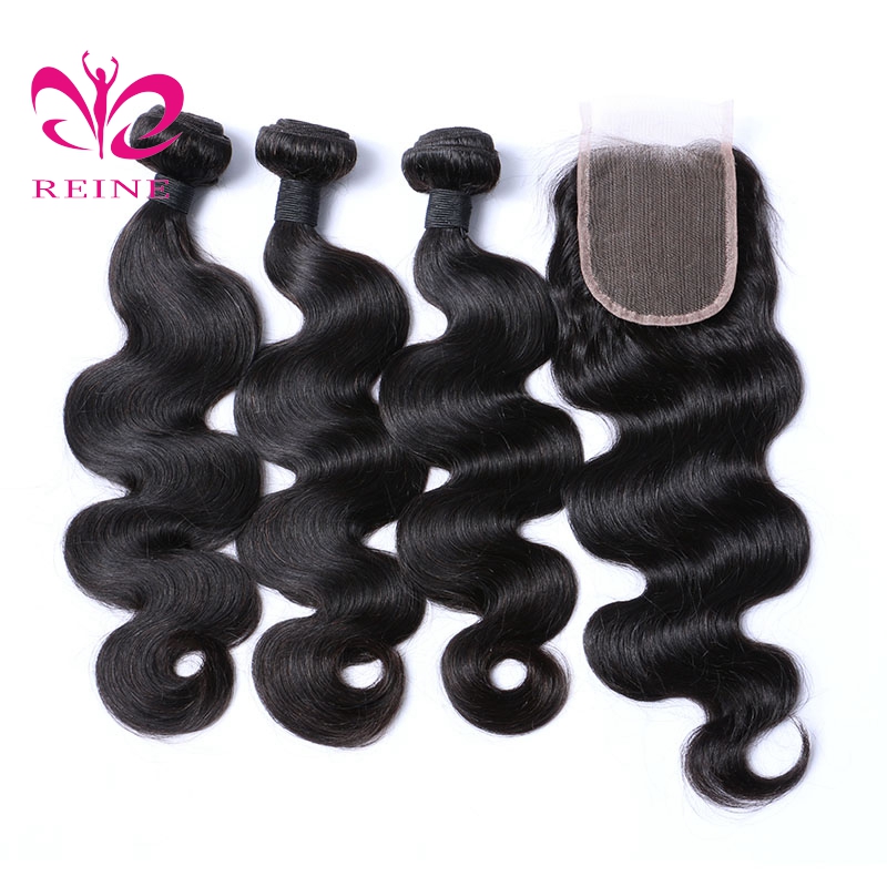 REINE Overnight shipping straight peruvian hair virgin hair bundles with lace closure Malaysian Straight Hair