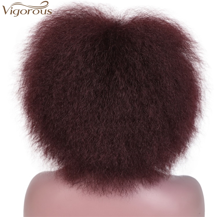 Vigorous Cheap Short Wigs Afro Kinky Straight Wigs for African American Women Honey Red Synthetic Wigs High Temperature