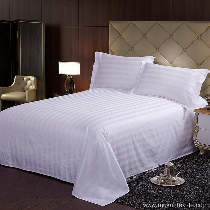 White 1cm2CM3cm stripe Hotel BedSheets Set