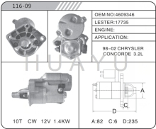 CAR 12V CHRYSLER STARTER MOTOR 10T 17735