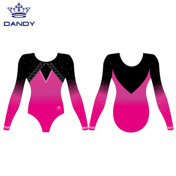 Top quality dance wear girls long sleeve leotard