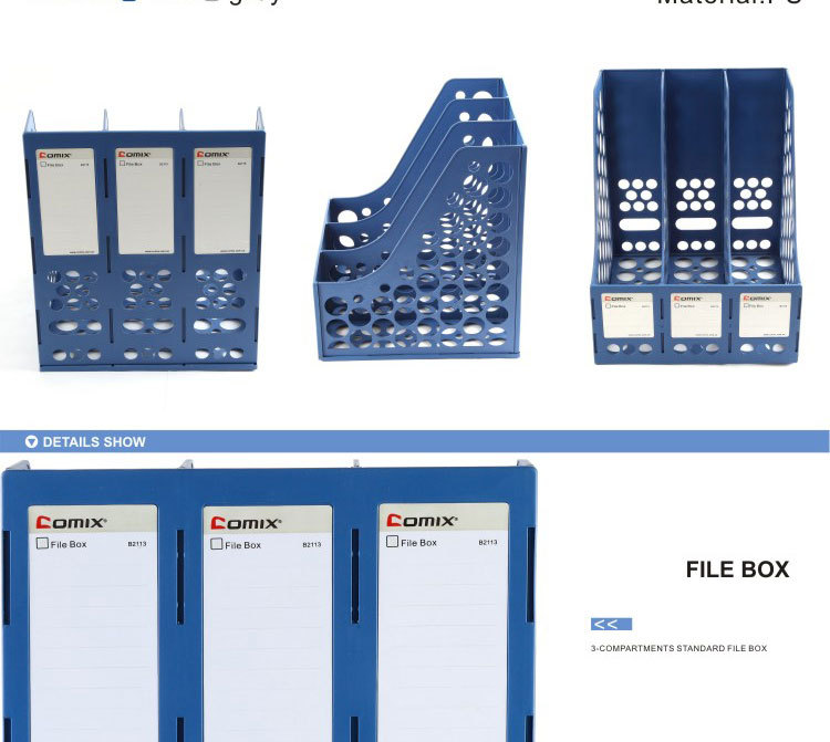 Comix Solid Desktop 3 Compartments Magazine Holder