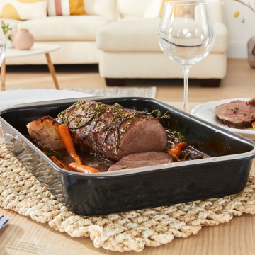 Black enamel baking microwave oven available metal baking pan square