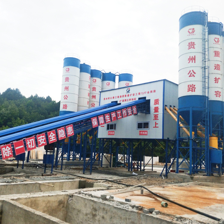 HZS180 fixed type concrete batching plant in Pakistan