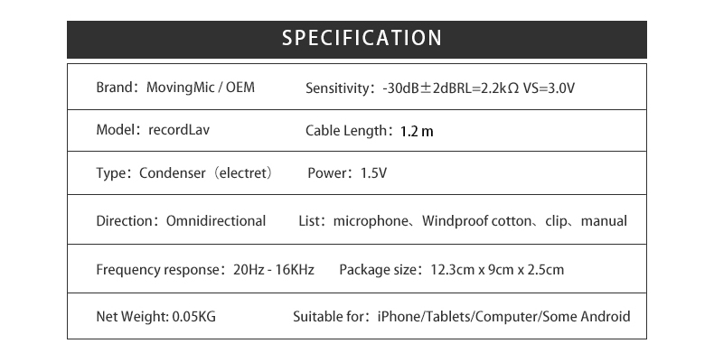 OEM Clip Lavalier Microphone for Smartphone Cell Phone