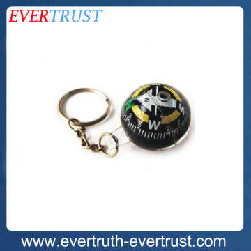 promotional outdoor clear round keychain ball compass