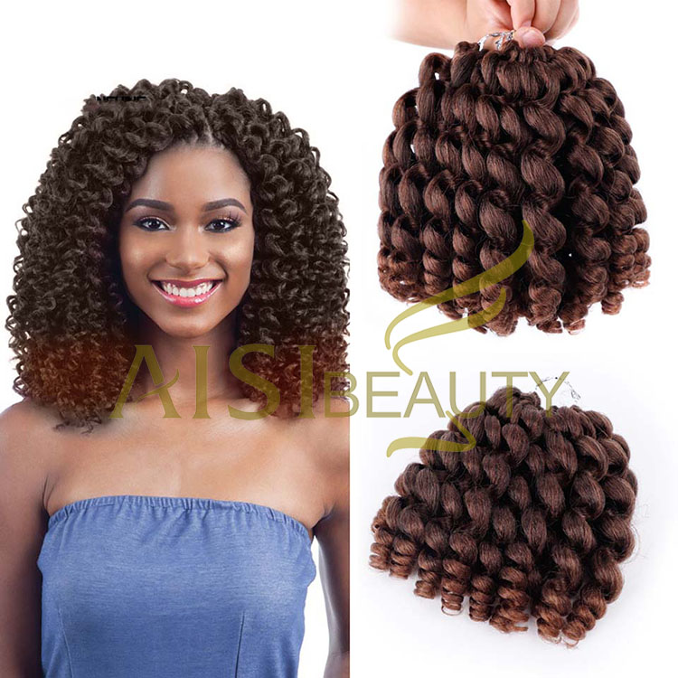 Aisi Beauty Manufacturer Multi Color Jumpy Wand Curly Crochet Braids Hair Extension Jamaican Bounce Synthetic Braiding Hair