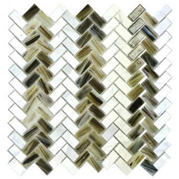 Decorativo Mosaic Herringbone Glass Wall Aja de Arte Arte