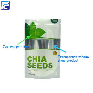 Foil chia seed packaging bags with clear window