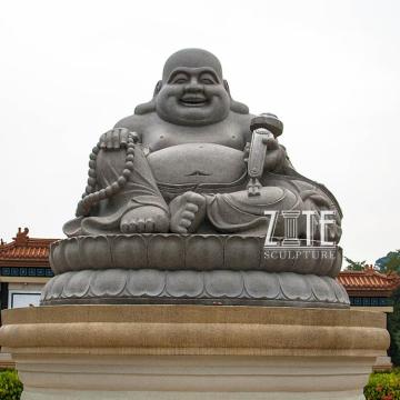 Garden Decorative marble lava stone laughing buddha statue sculpture