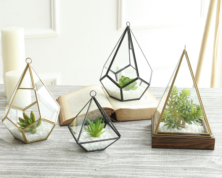 Artdragon Polyhedron prism terrarium supplier,desktop hanging garden glass geometric terrarium wholesale