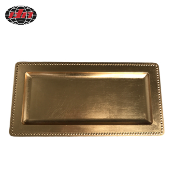 Golden Rectangle Plastic Charger Plate