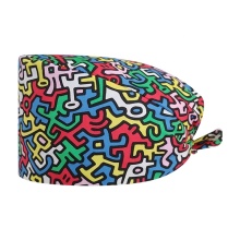 Flower Print Cotton Scrub Caps for Women