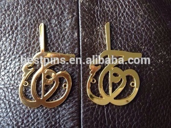 casting logo gold plating zinc alloy metal pin design for brand logo bag leather decor stickers