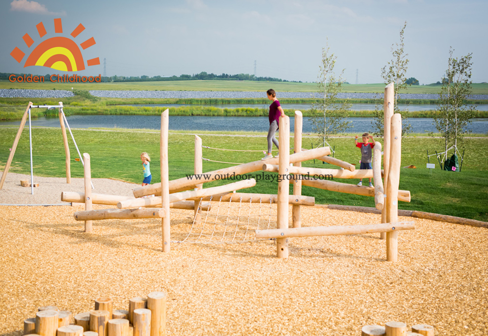 log playground wooden natural climbing structure