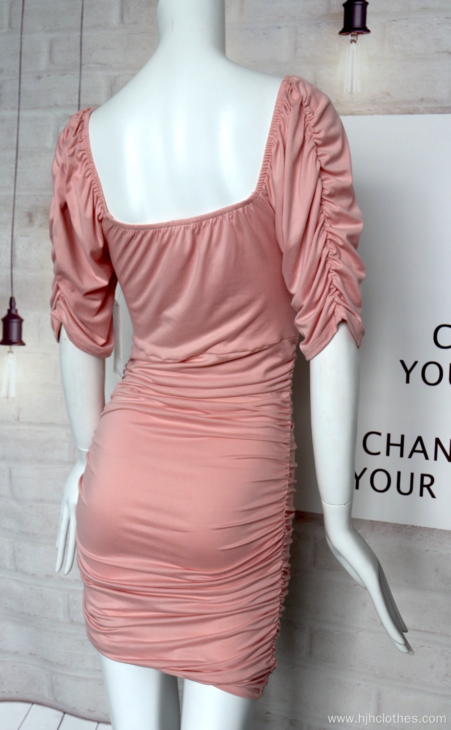 Ladies Pink Sexy Slim Dress